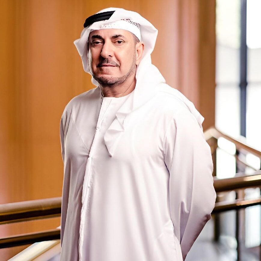 Portrait of Tariq Khansaheb in formal attire, symbolizing his leadership and legacy in the UAE construction sector.