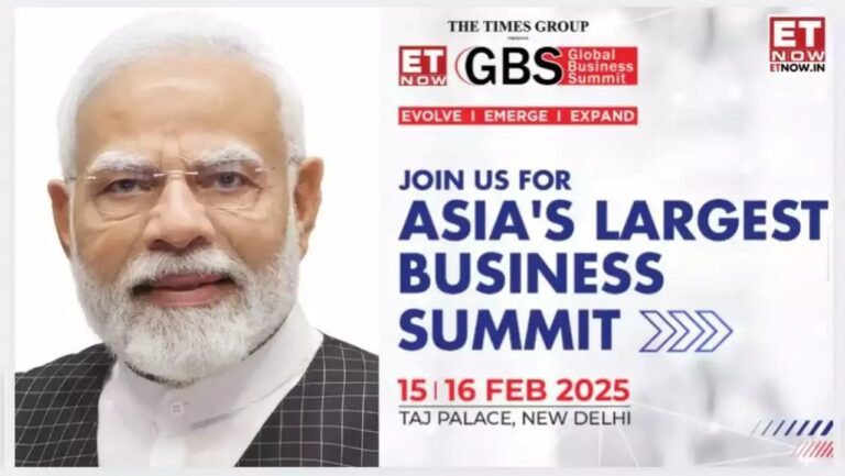 Prime Minister Narendra Modi speaking at The Times Group ET NOW Global Business Summit 2025.