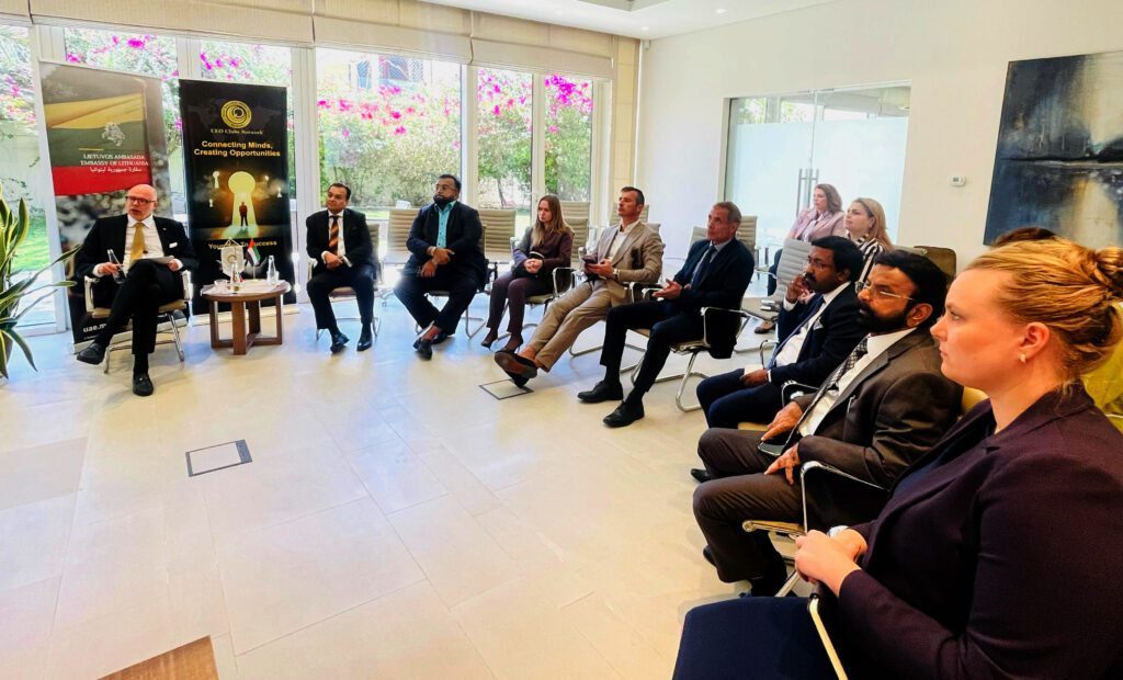 CEO Clubs Network delegation discusses investment opportunities at the Lithuanian Embassy in the UAE.