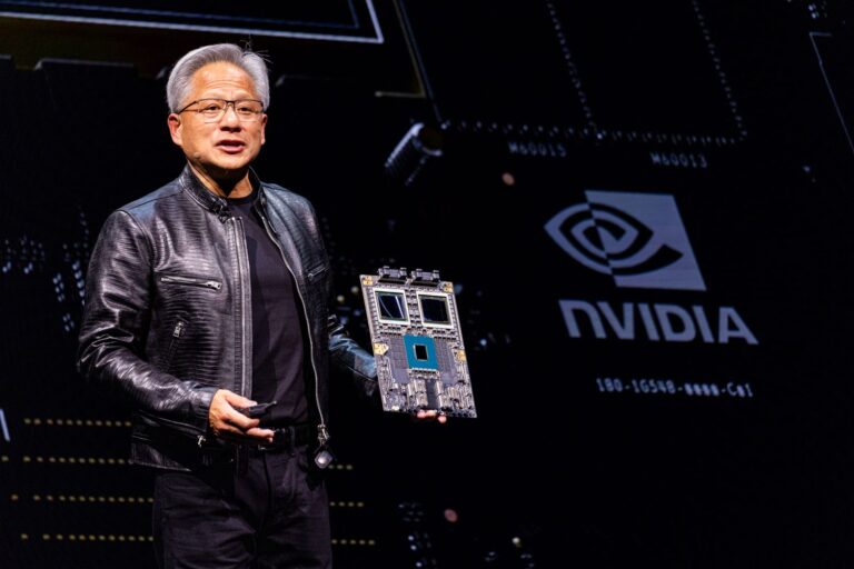 Nvidia logo with rising stock chart